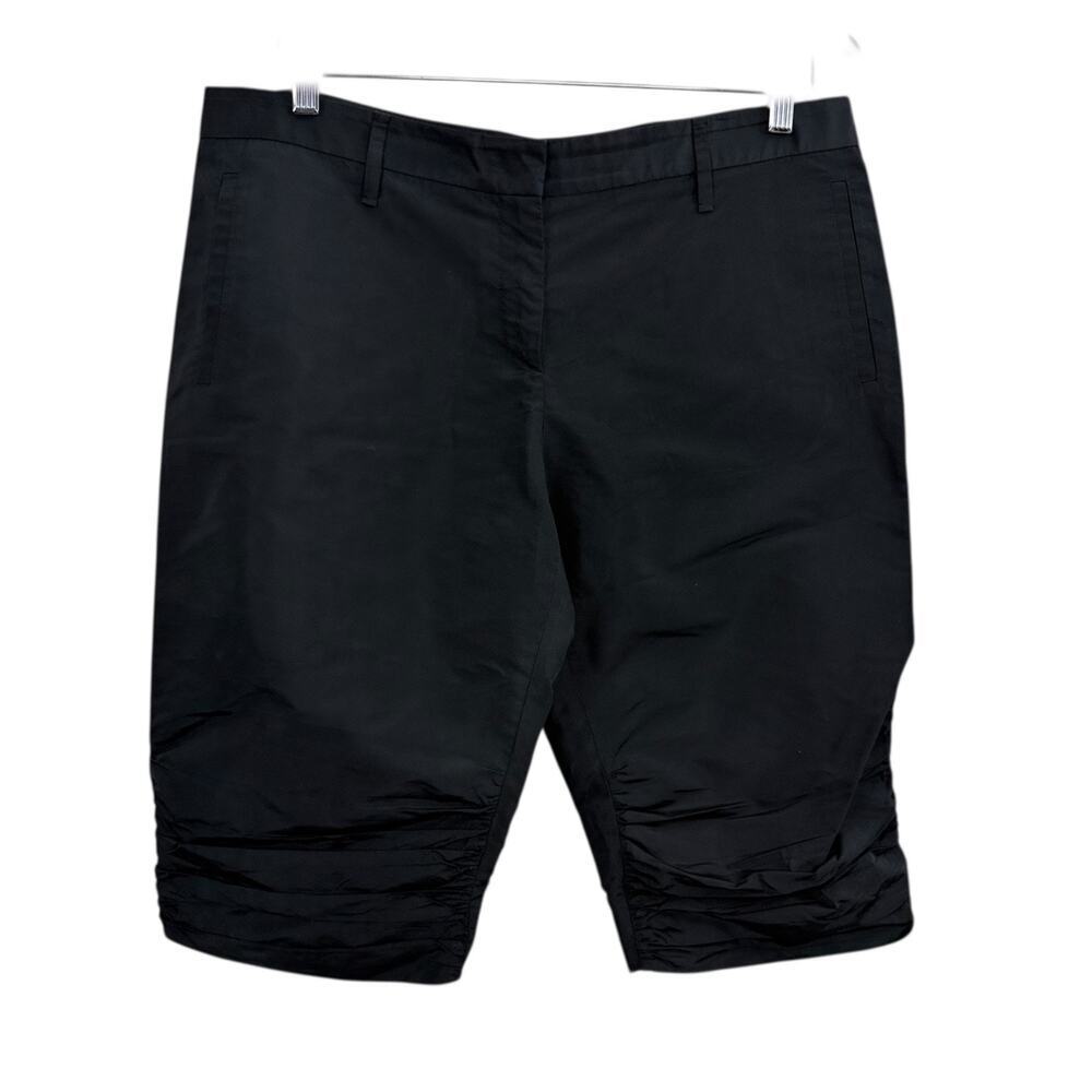 Miu Miu Ruched Shorts Womens 48 Black Bermuda Quiet Luxury Italy Designer 13.5"